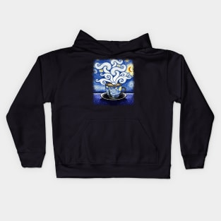 Cappuccino lover starry night Van Gogh Kids Hoodie